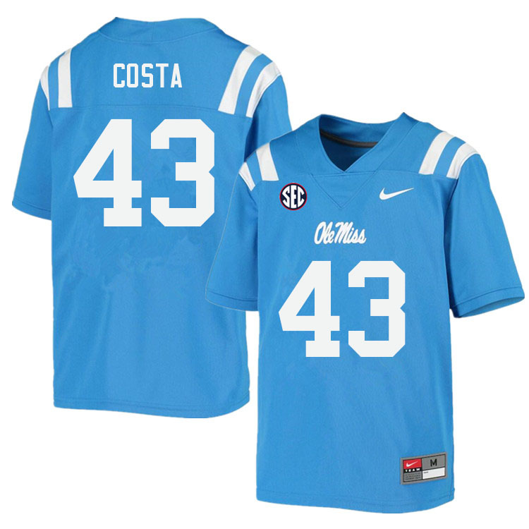 Ole Miss Rebels #43 Caden Costa College Football Jerseys Sale-Power Blue